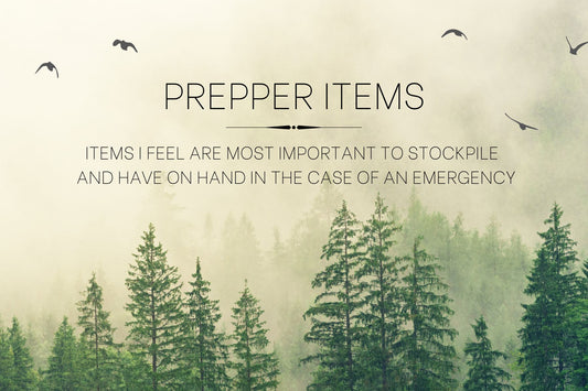 IMAGE OF A MISTY FOREST WITH BIRDS FLYING WITH A HEADLINE OF PREPPER ITEMS